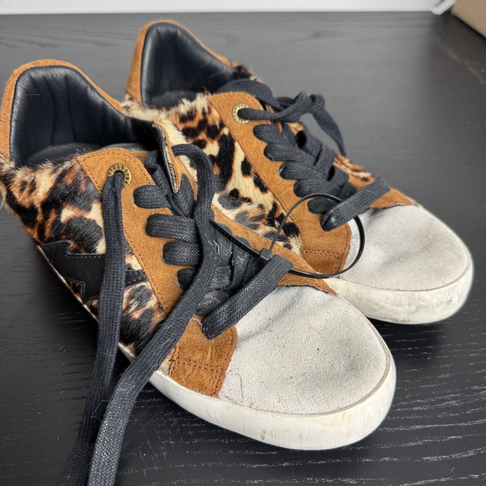 Zadig & Voltaire ZV1747 Leopard Calf Hair Suede Low Top Sneakers EU 38 Italy‎